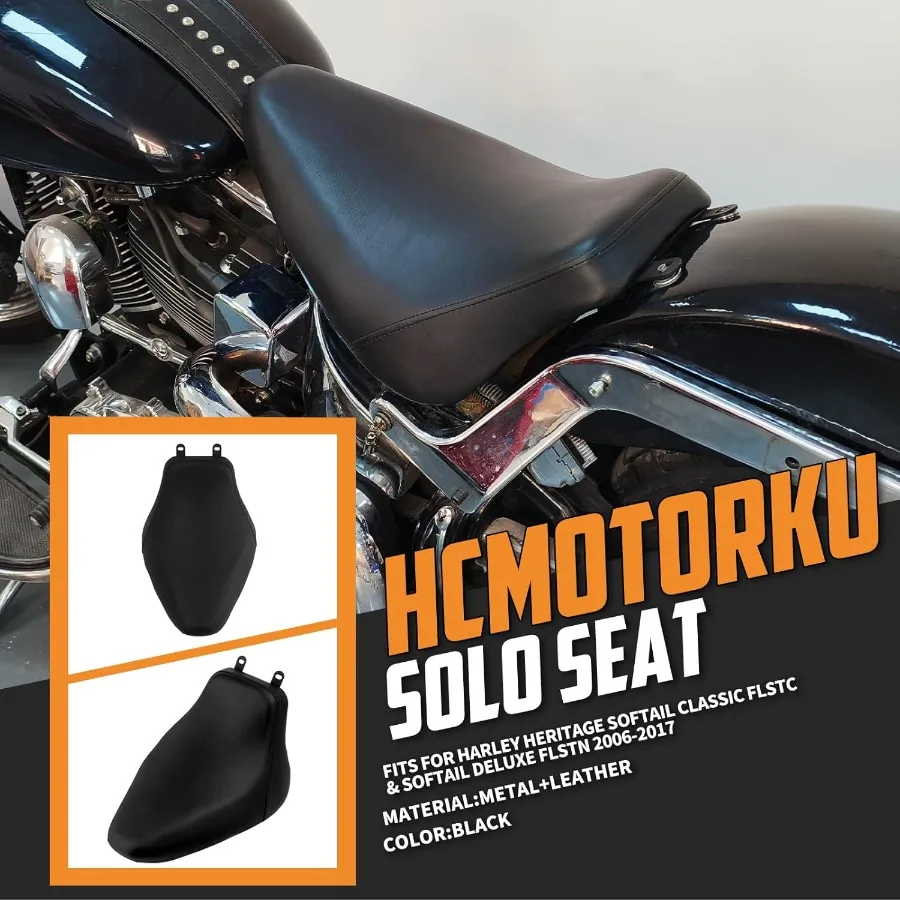 Мотоциклетное переднее кожаное сиденье водителя, сиденье Solo, подходит для Harley Heritage Softail Classic FLSTC Softail Deluxe FLS