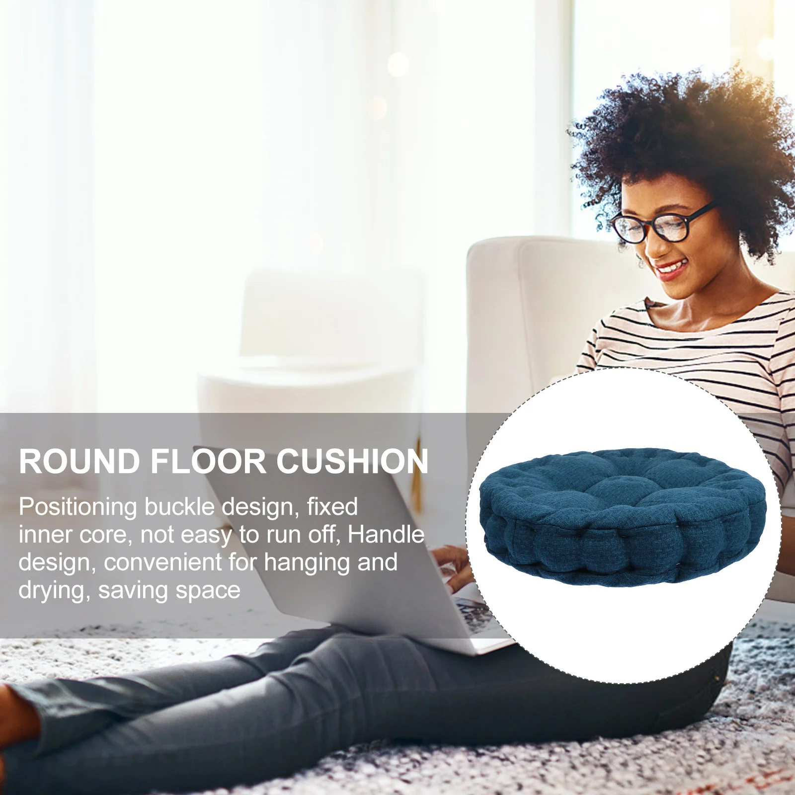 

1 шт. круглая напольная подушка, удобная льняная подушка для сиденья для гостиной, спальни, балкона, йоги, медитации, круглая напольная подушка