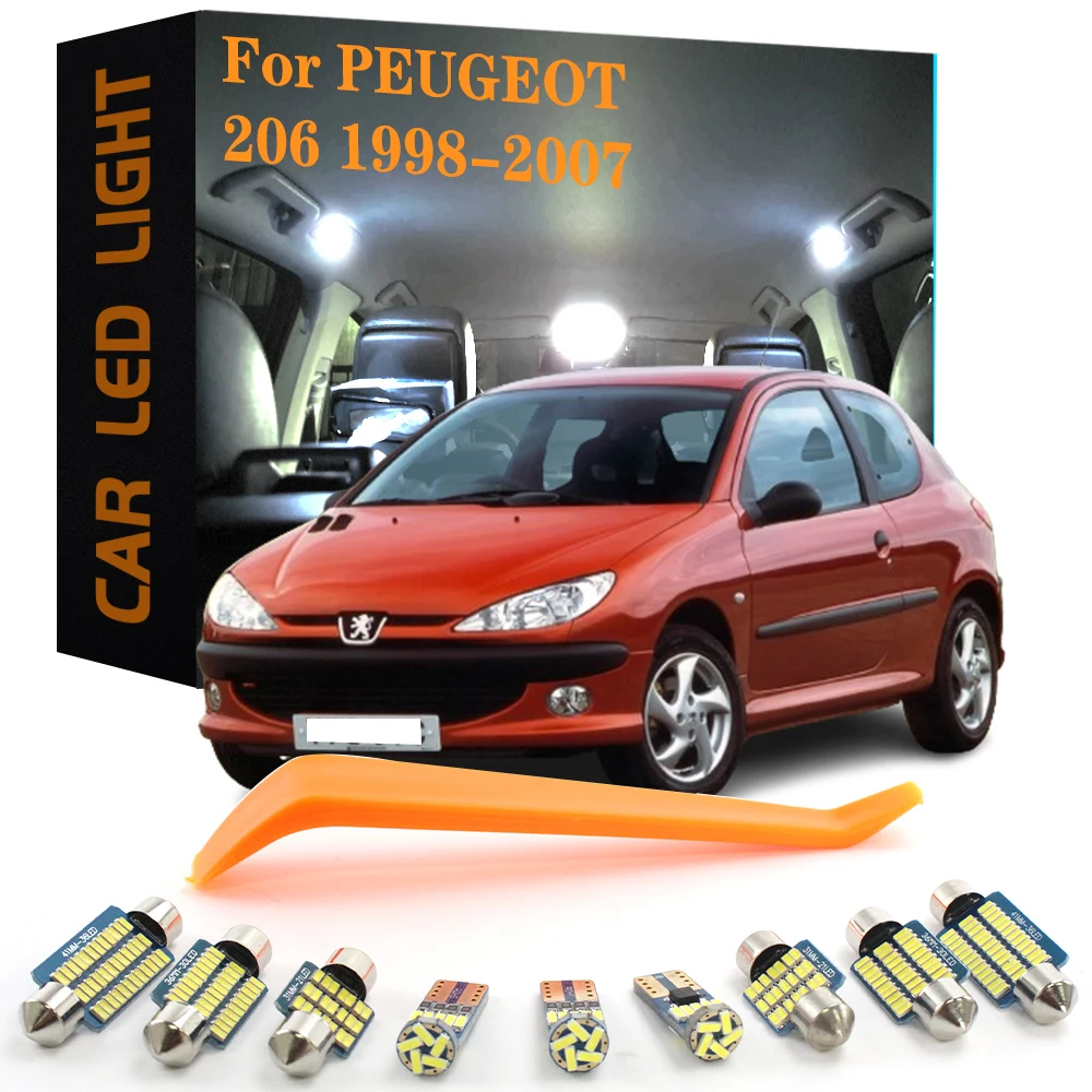 3pcs Canbus Car Accessories LED Interior Lights For Peugeot 206 SW CC  Saloon 1998 1999 2000 2001 2002 2003 2004 2005 2006 2007