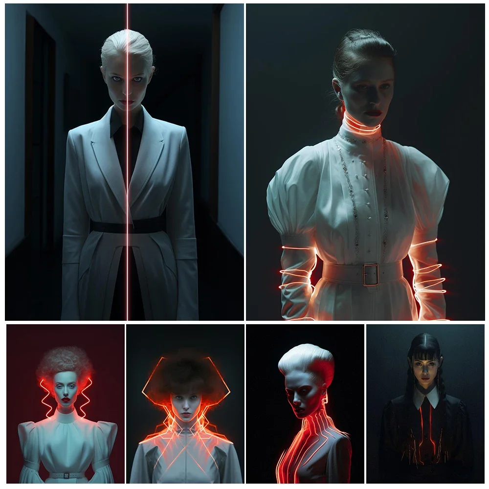 

Mysterious Light & Shadow Witch Modern Wall Art Canvas Painting Goth Girl Dark Aesthetics Art Poster Print Home Decor Unframed