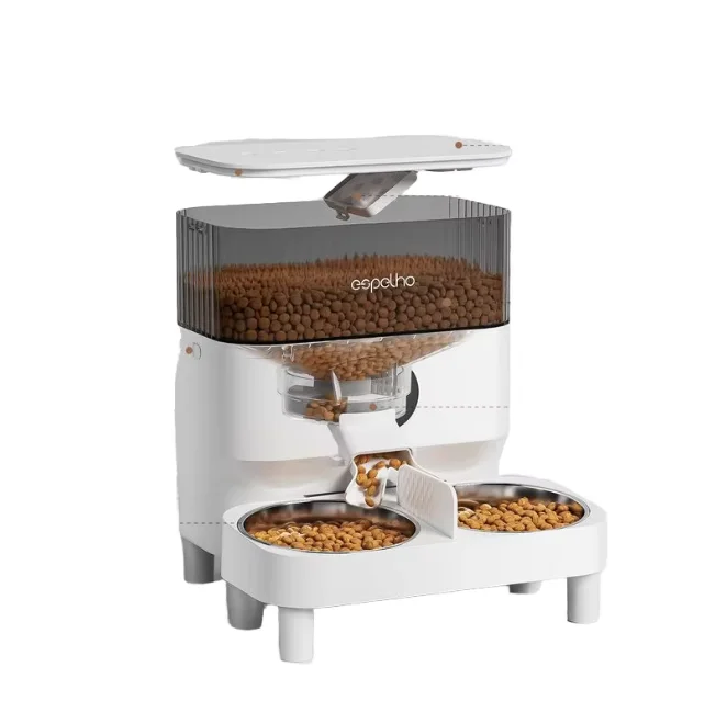 

Hot Sales Portable Smart Pet Feeder 1080p Camera Double Bowl Stainless Steel Wifi Food Dispenser For Dogs Cats 5L 7L Battery