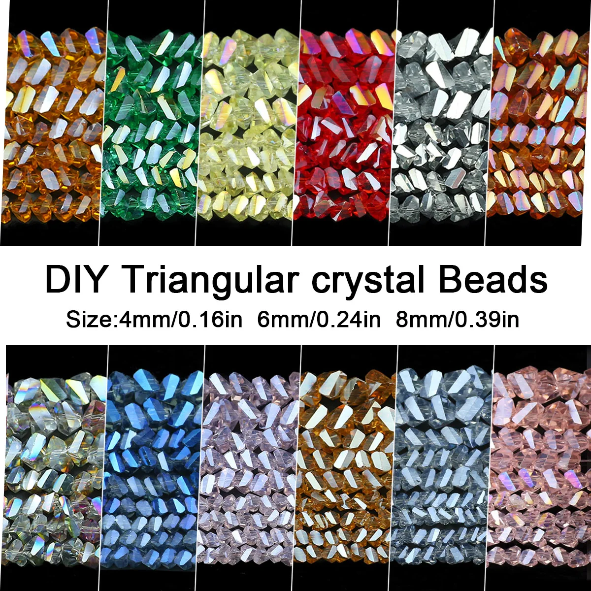 Multicolor Triangle Austrian Crystal 4/6/8mm Glass Spacer Loose Beads For Jewelry DIY Earrings Bracelets Pendants Accessories