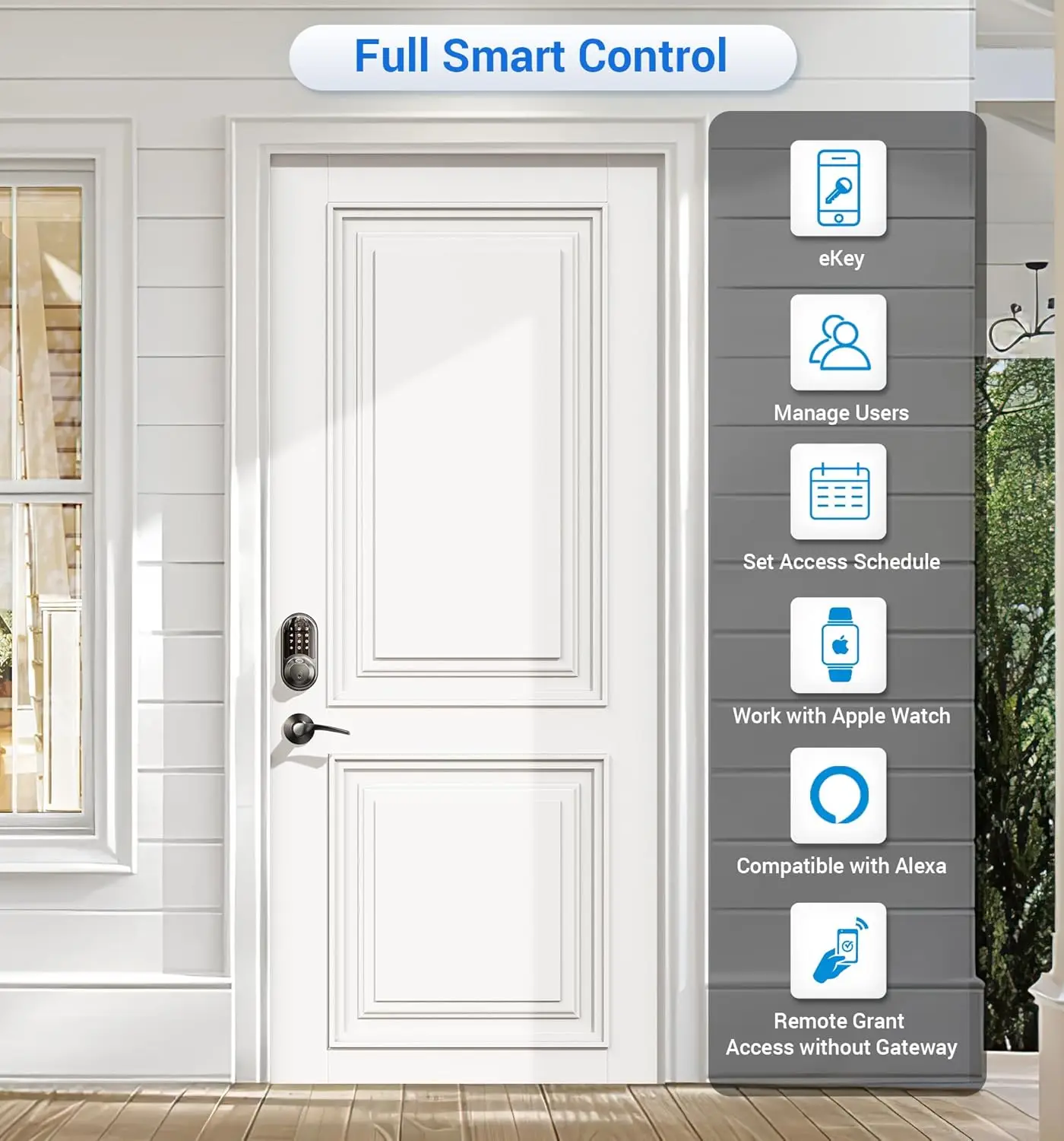أقفال ذكية Veise RZ07B للباب الأمامي، ومقابض رافعة، ودخول بدون مفتاح ببصمة الإصبع، ومجموعة قفل باب بيومتري للتحكم في التطبيق، تعمل باللمس