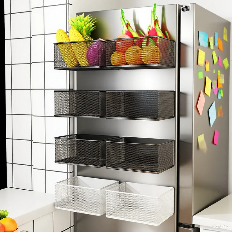 ثلاجة مطورة حديثًا مع رف تخزين مغناطيسي، إطار معدني إبداعي متعدد الوظائف، مريح #1