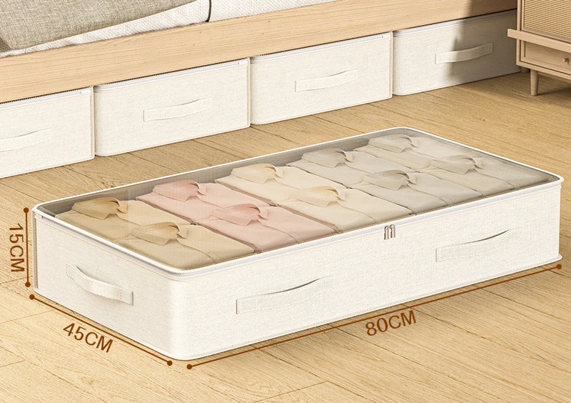 Underbed Storage Box Household Transparent Flat Drawer Style Clothes and Blankets Folding Storage Box Storage Box