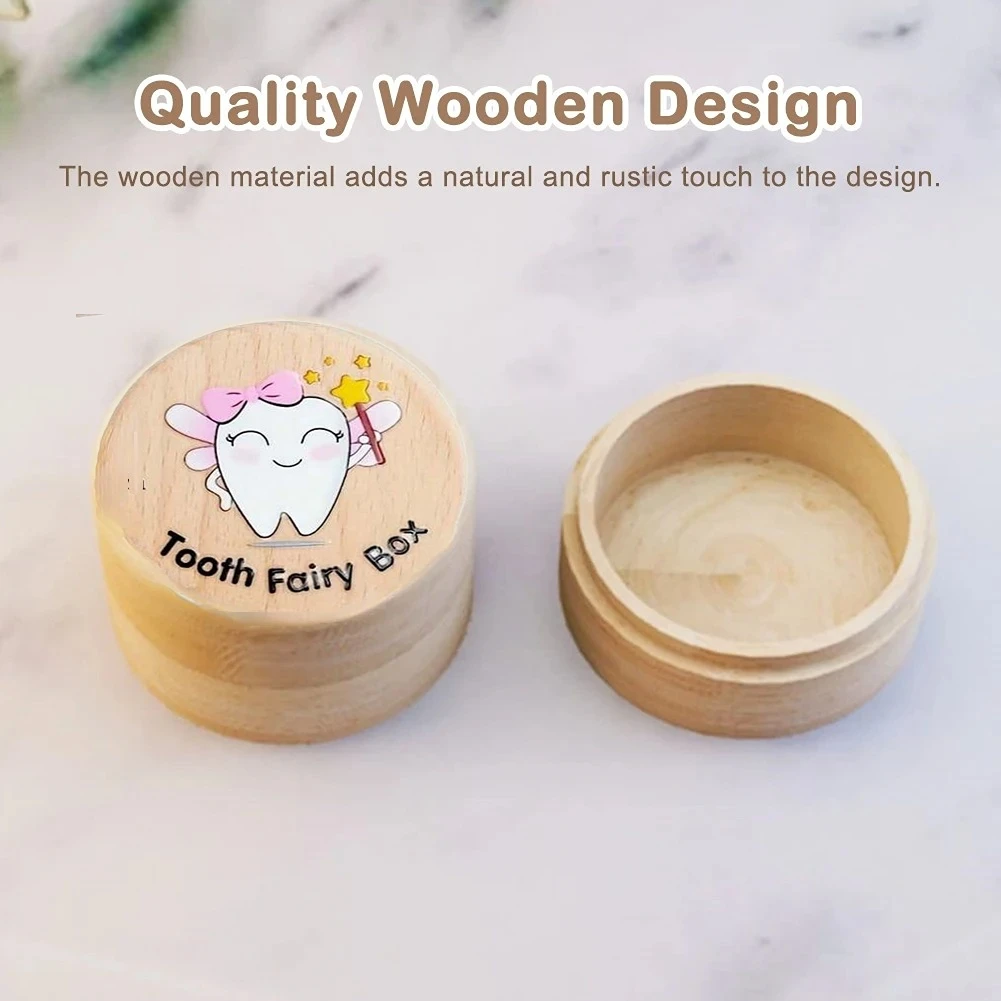 1pc Wooden Children's Teeth Storage Box Baby Teeth Souvenir Gift Lost Teeth Storage Bo