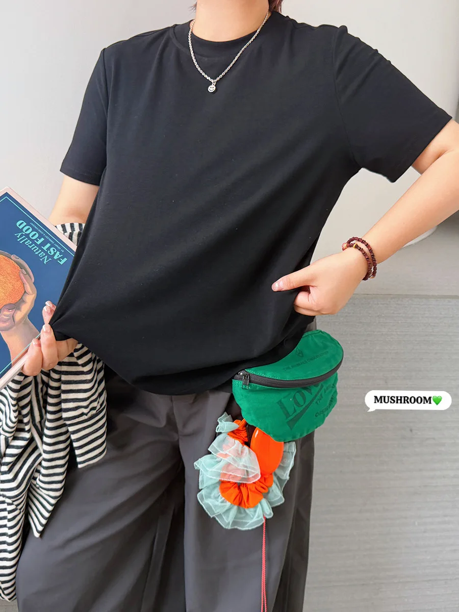 

Женская футболка Mushroom Head Miss 2026: Новая ретро-модель, универсальная, повседневная, модная, цветная, эластичная, с прямыми рукавами, укороченная