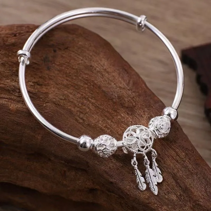 Women's Adjustable Stainless Steel Teardrop Bangle Bracelet