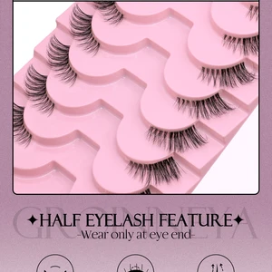 Groinneya halbe Wimpern halbe Wimpern Weiche natürliche klare Band Wimpern natürlicher Look Faux Nerz Wispy Nerz Wimpern Erweiterung Make -up 8 Hauptverkäufe können Fringe - №6
