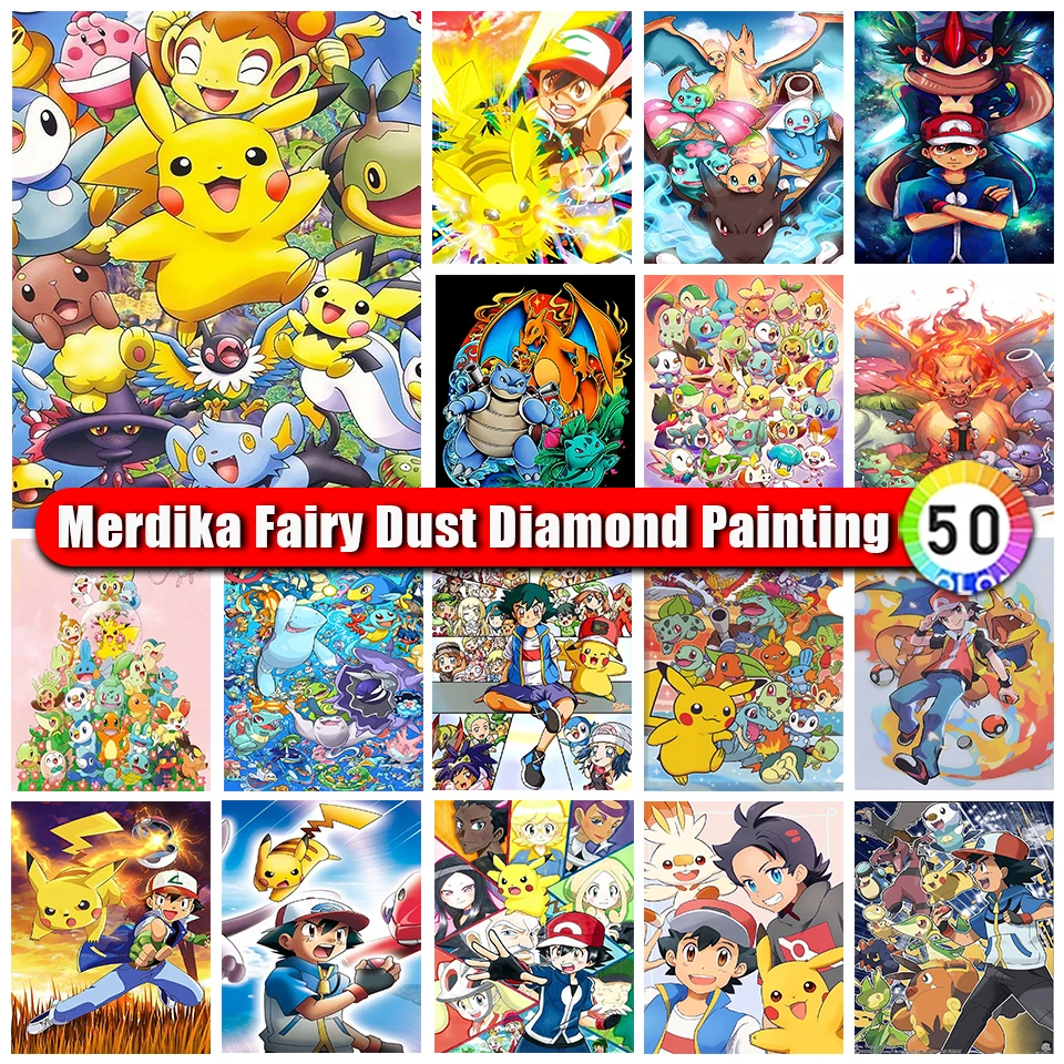 Picture Size Zipper Bag Fairy Dust Diamond Painting Pikachu Diamond Embroidery Pokemon Mosaic Art Picture Cross Stitch Kits Gift