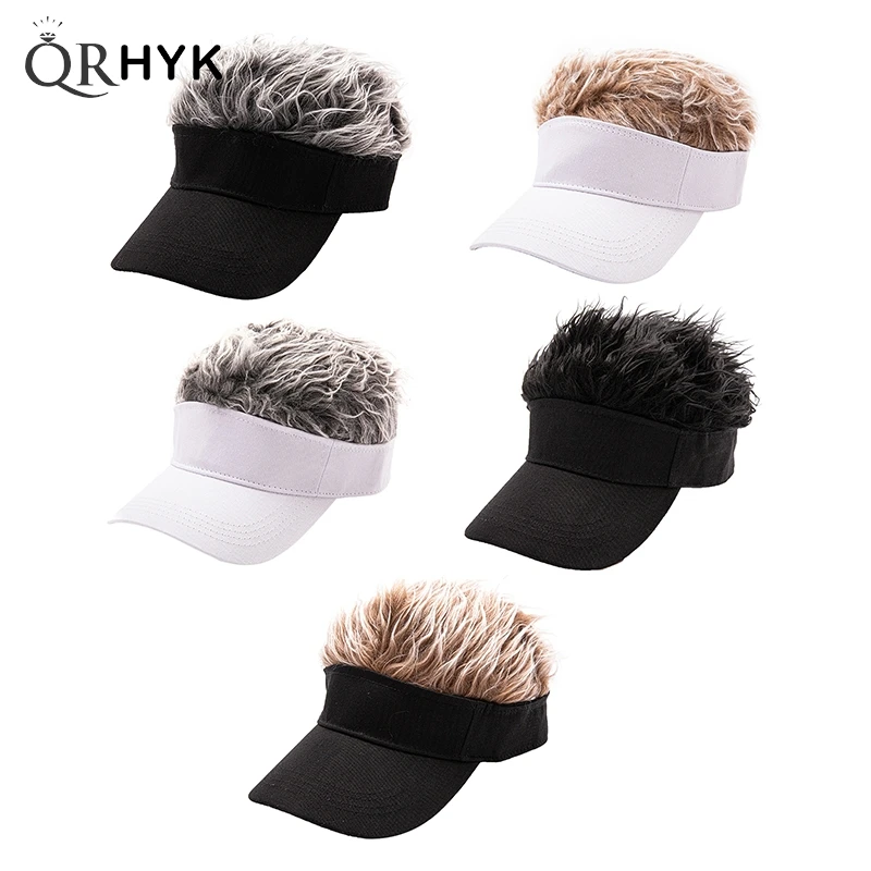 Casual Concise Men Women Sun Shade Adjustable Sun Visor Baseball Cap With Spiky Hairs Wig Spiked Wigs Baseball Hat