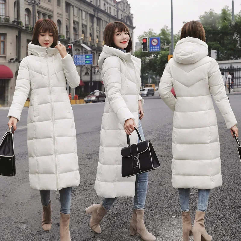 

2025 Long Straight Winter Coat Women Casual Down Jackets Slim Remove Hooded Parka Oversize Fashion Outwear Plus Size 5XL