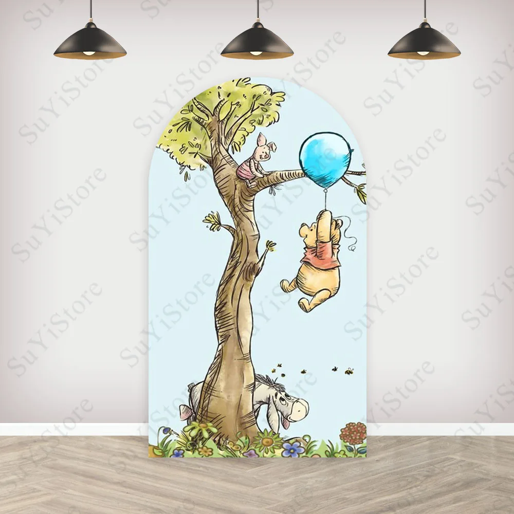 Winnie the Pooh Arch Hintergrund Kinder Geburtstags feier Dekoration Wand benutzer definierte Fotografie Hintergrund für Foto Requisiten