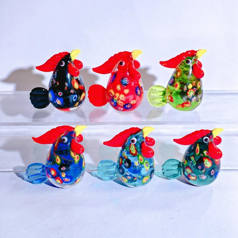 

1pcs Glass Rooster Figurines Miniature Handmade Cute Animal Diy Fairy Garden Dollhouse Home Desktop Decoration Supplies New