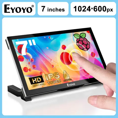 EYOYO Raspbery Pi 5/4/3/2/Zero Screen 7" LCD Capacitive Touchscreen Monitor 1024×600 IPS Touch Display For Windows/Linux/Android