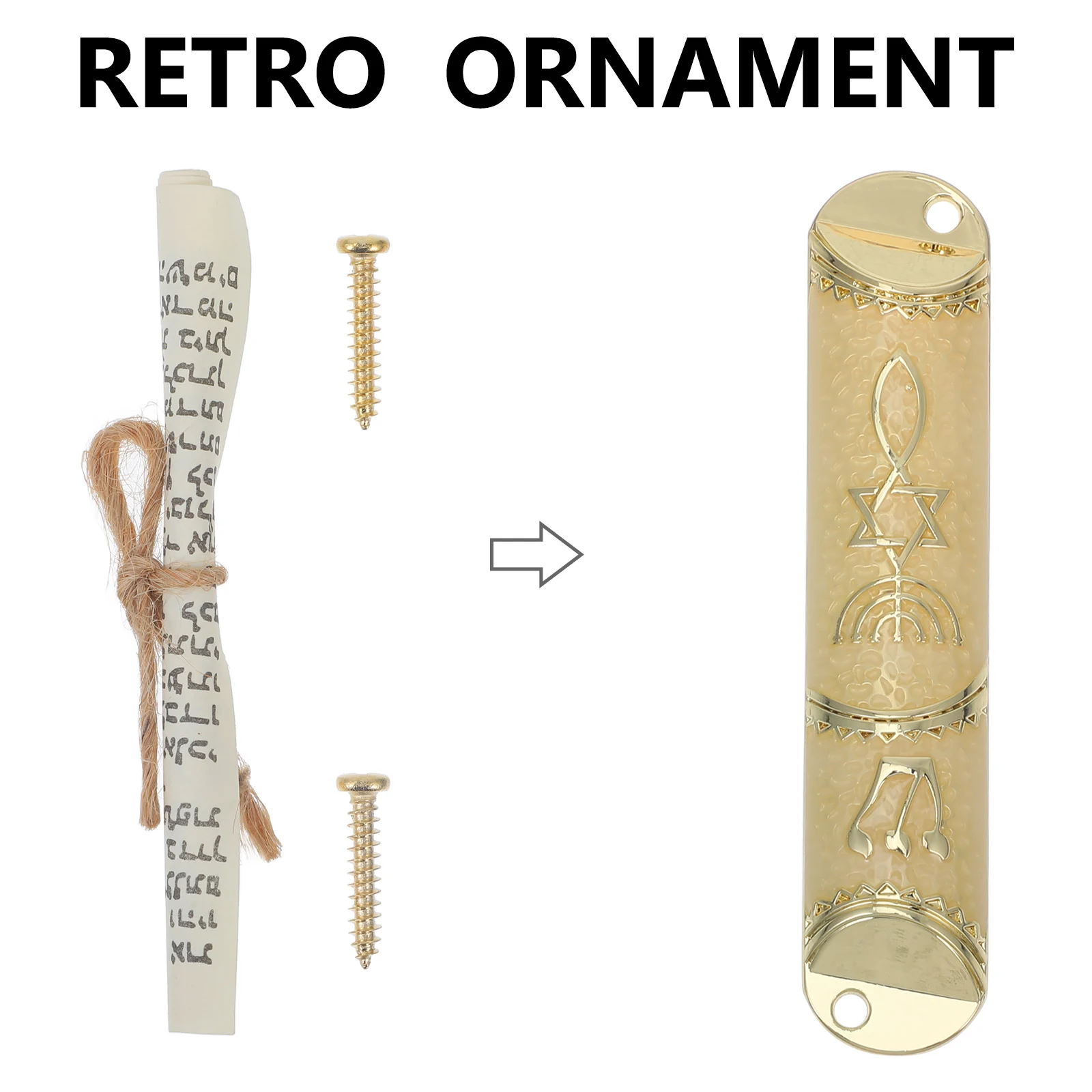 

Holy Scroll Mezuzah Door Frame Decor Beige House Blessing Plaque Metal Zinc Alloy Jewish Gift Home Door Side Mezuzah Classic