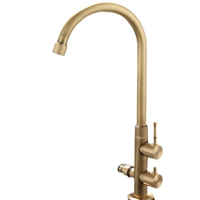 Outdoor courtyard all-copper antique single cold faucet antifreeze retro wash basin laundry pool dual-purpose faucet