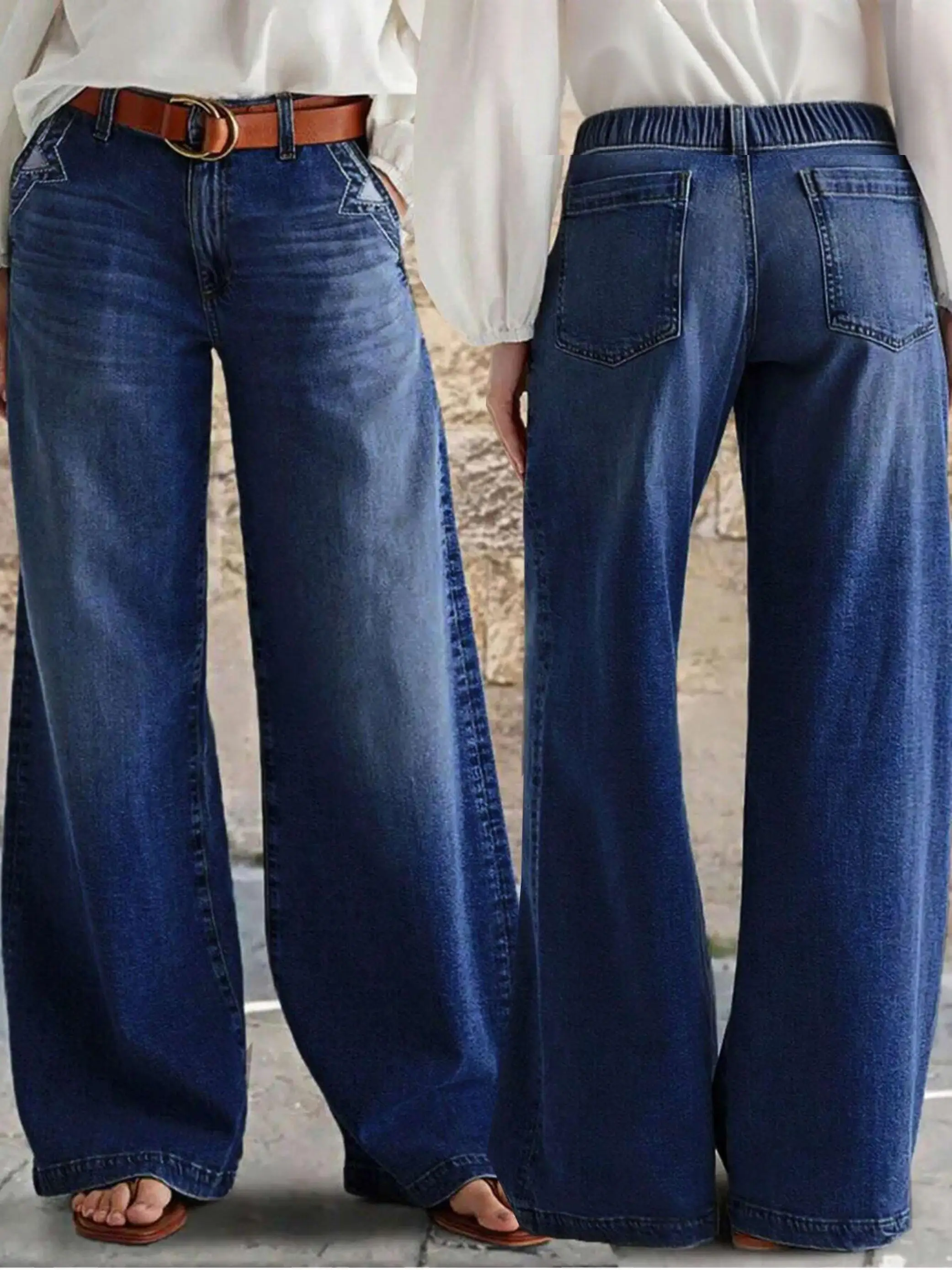 

2026 Широкие джинсы с высокой талией, женская уличная одежда в стиле ретро, удобные стильные всесезонные брюки