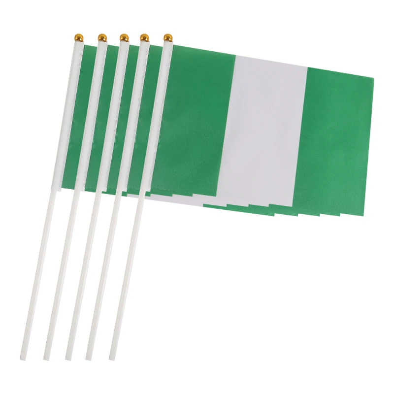 

xvggdg 100pcs 14 * 21cm Nigeria hand flag Promotion Wholesale Small Nigeria Hand Waving National Flag