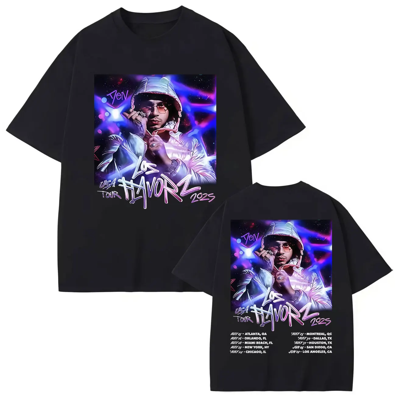

Rapper Dei V Los Flavorz Tour 2025 Graphic T Shirts Men Women Clothing Harajuku Hip Hop T-shirt Fashion Y2k Oversized T-shirts