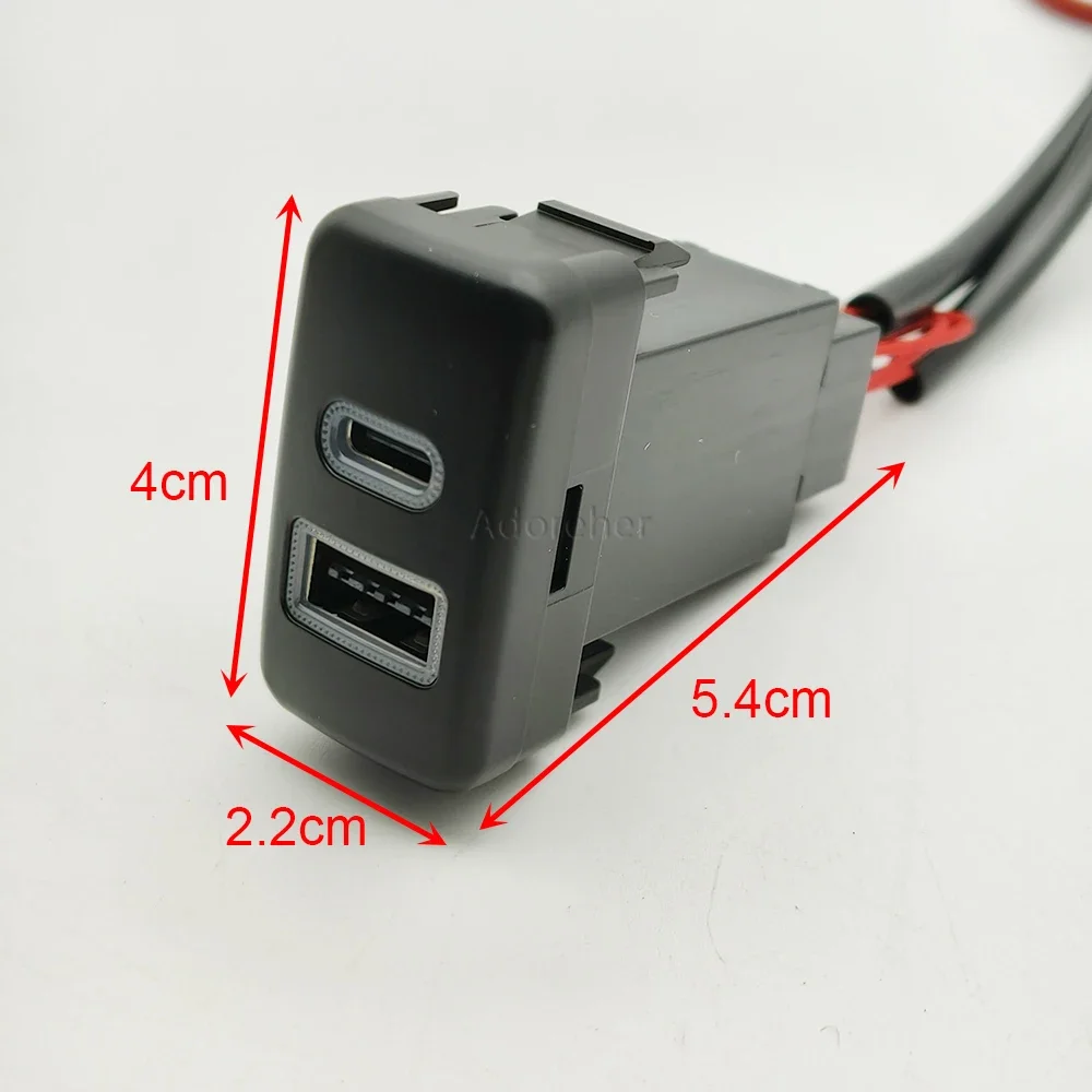 1PC 12V Charger Car Charger TYPE-C PD QC3.0 USB Fast Charging Interface Socket For Old FJ Cruiser Prado LC120