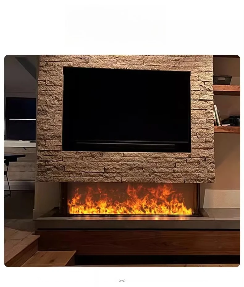 Indoor Home Use Hotels/Apartments 3D600 Modern LED Electric Water Vapor Fireplace Insert Built-In Installation English