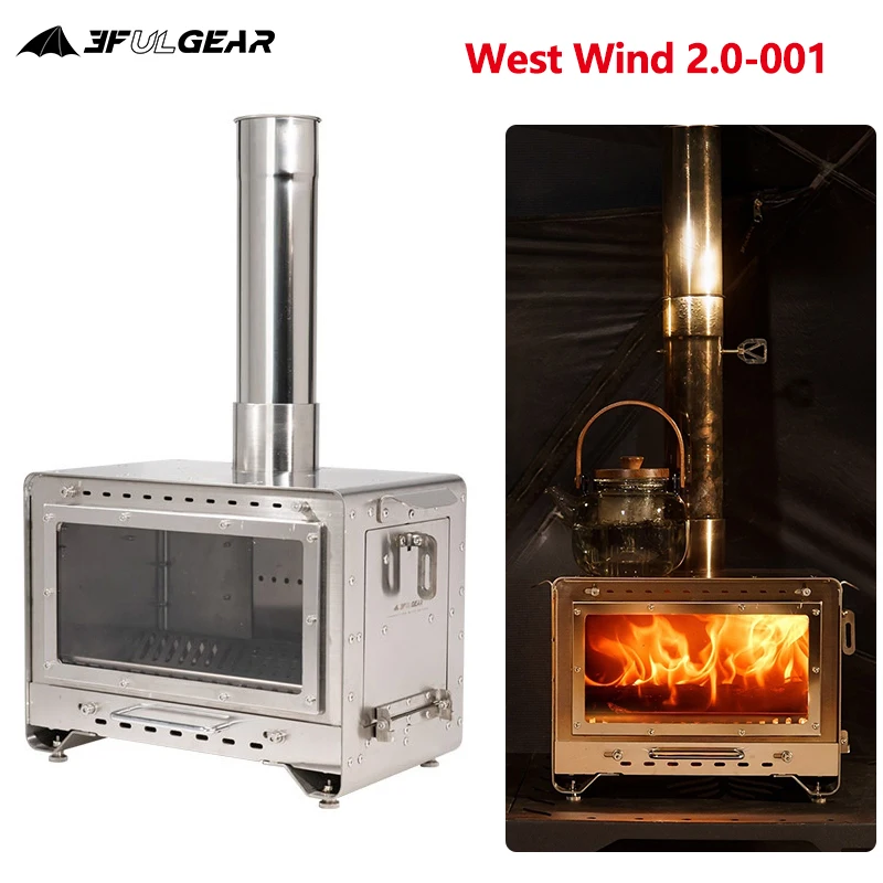 3F UL GEAR Firewood Stove 2.0 Outdoor Camping Tent Wood Pellet Bin Burner Winter Cooking Burning Heater Furnace With Chimney