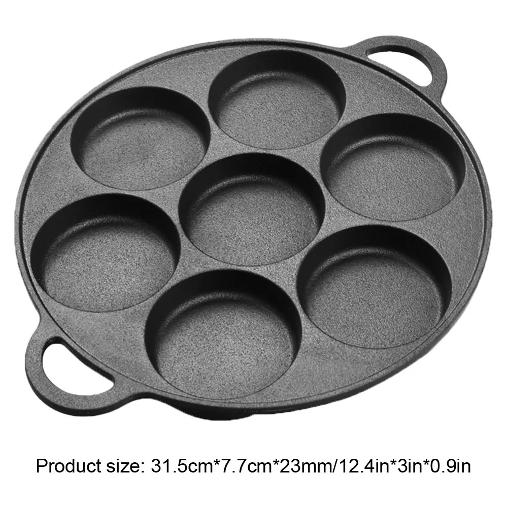 7 Hole Egg Pancake Steak Pan Frying Pot Cast Iron Skillet Omelet Pan Non-Stick Kitchen Cooking Ham Pans Breakfast Maker Cookware