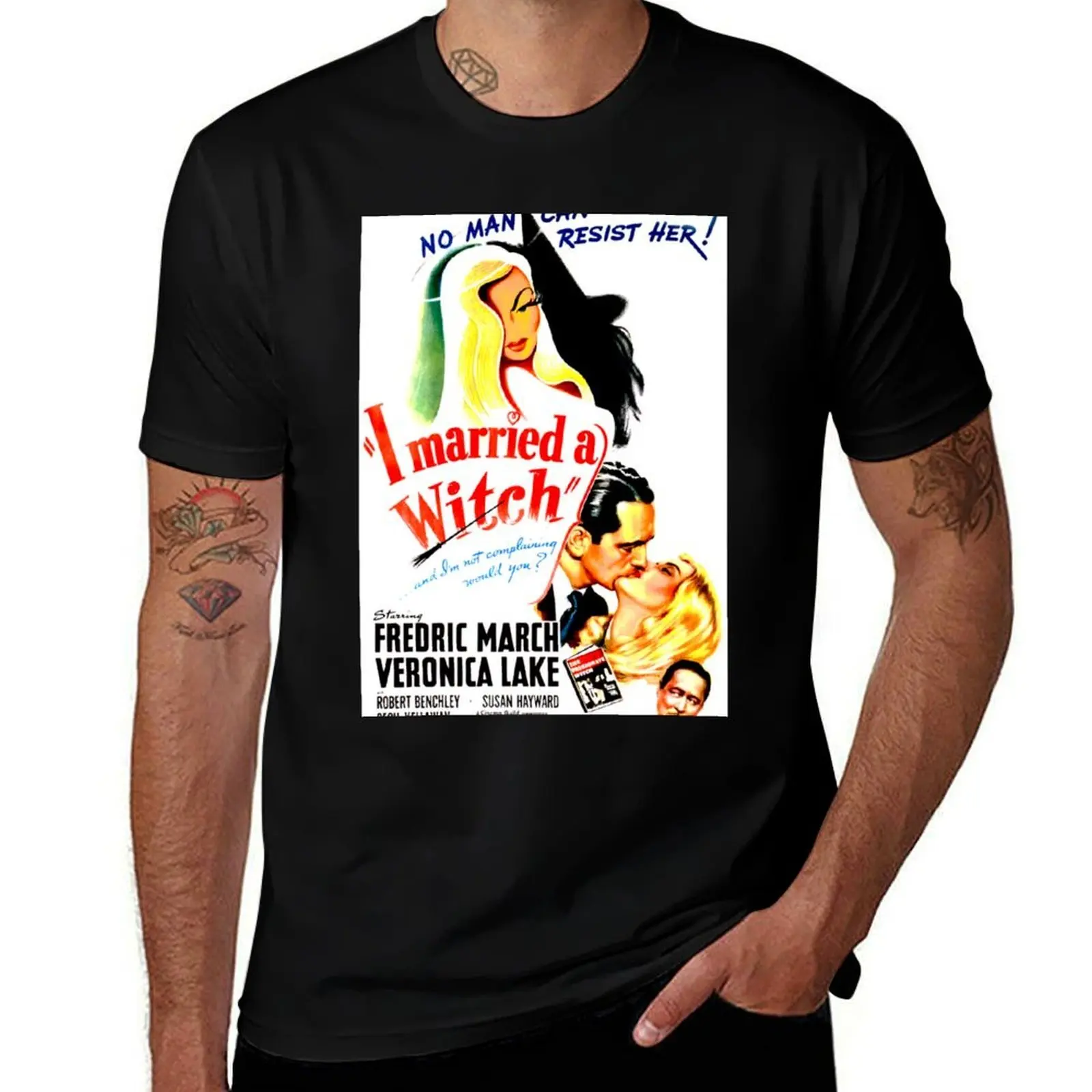 

Vintage Movie Poster for I Married a Witch T-Shirt t shirts for man slim fit man t shirt cotton high quality T-Shirt