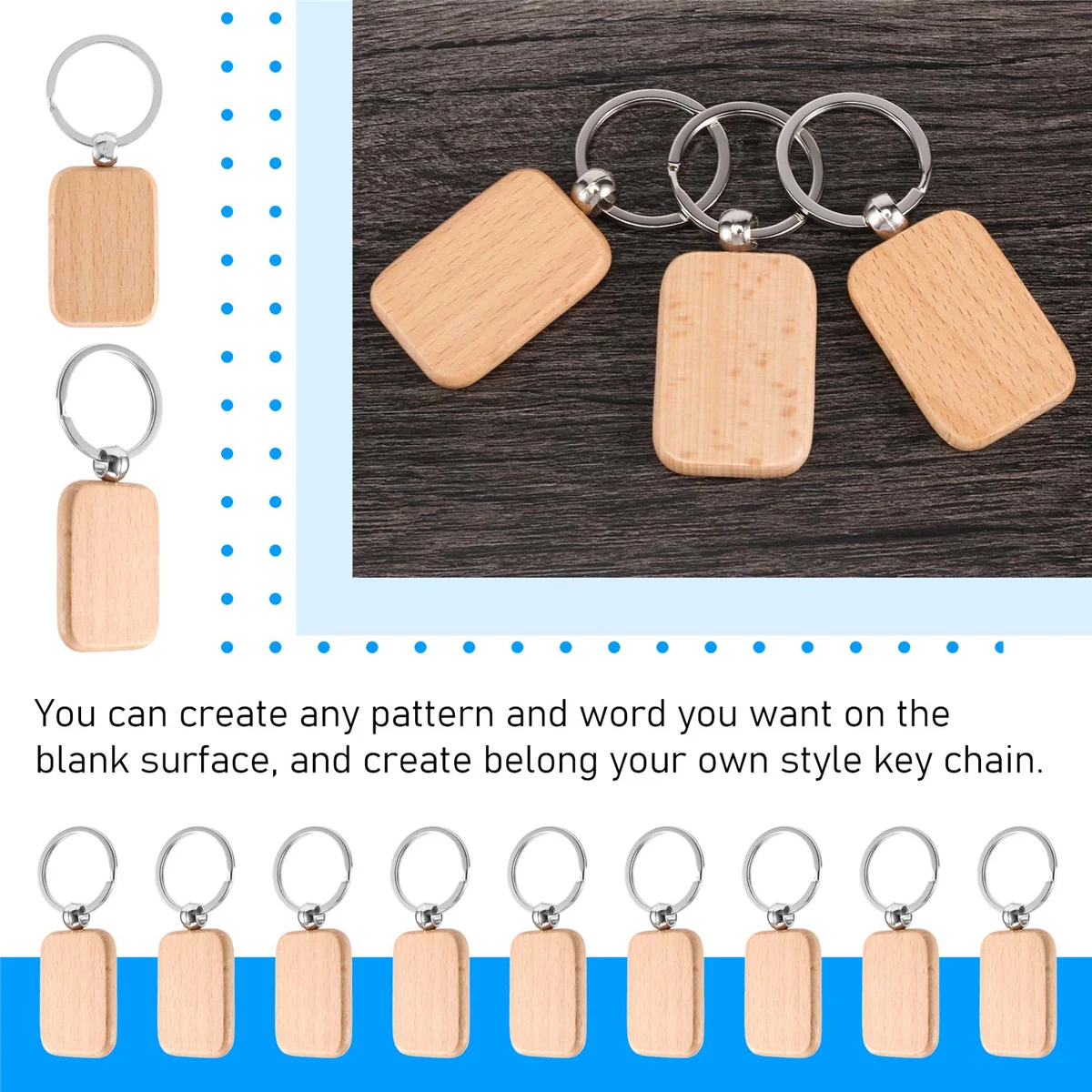 سلسلة مفاتيح خشبية فارغة مضادة للخسارة ، علامة مفاتيح خشبية سهلة الاستخدام ، إكسسوارات خشبية ، هدية ، 20 *