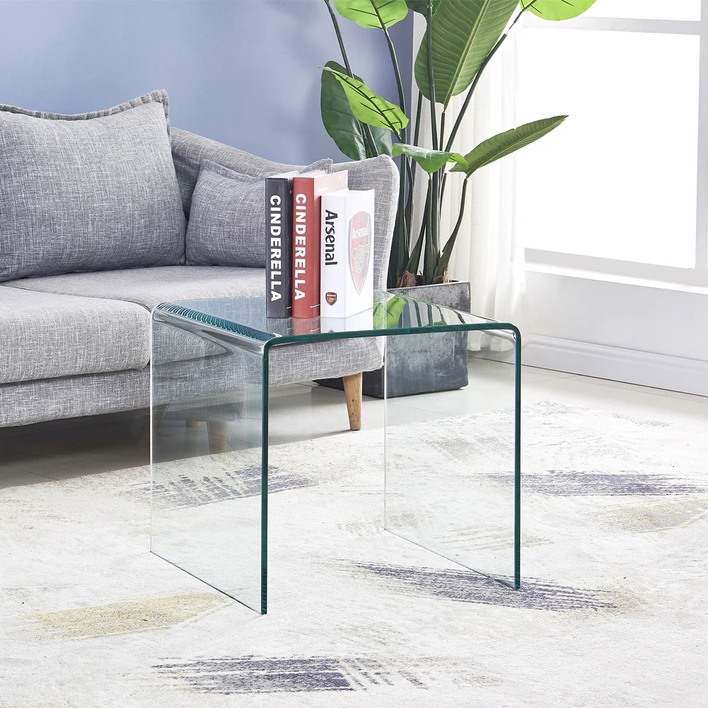 19.7*19.7*18.9 inchNew Small Clear Glass Side & End Table, Tempered Glass End Table Small Coffee Table  for Living Room, Bedroom