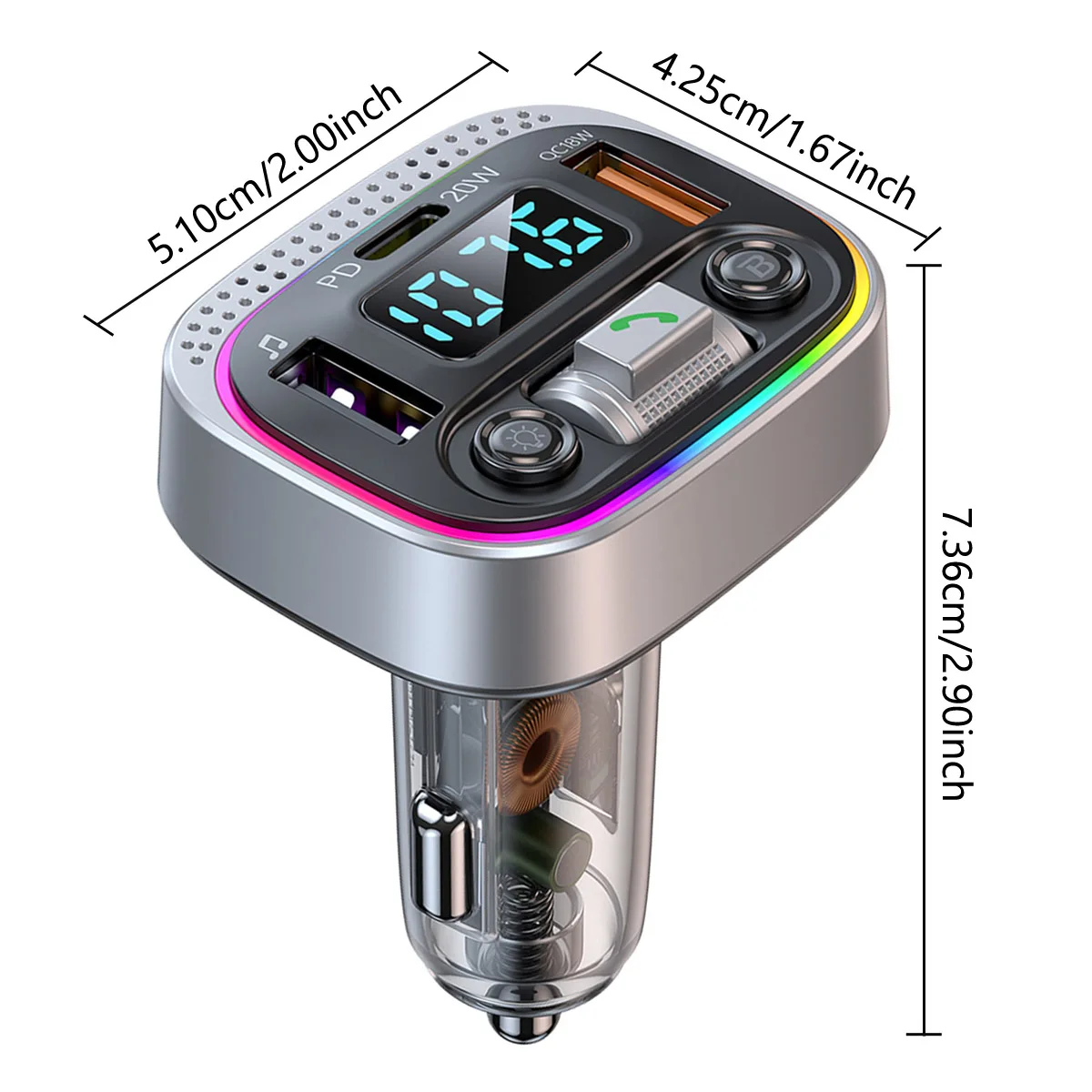 JaJaBor FM Transmitter Type C PD20W QC3.0 Dual USB Fast Charging Car MP3 Player Bluetooth Handsfree Calling FM Player