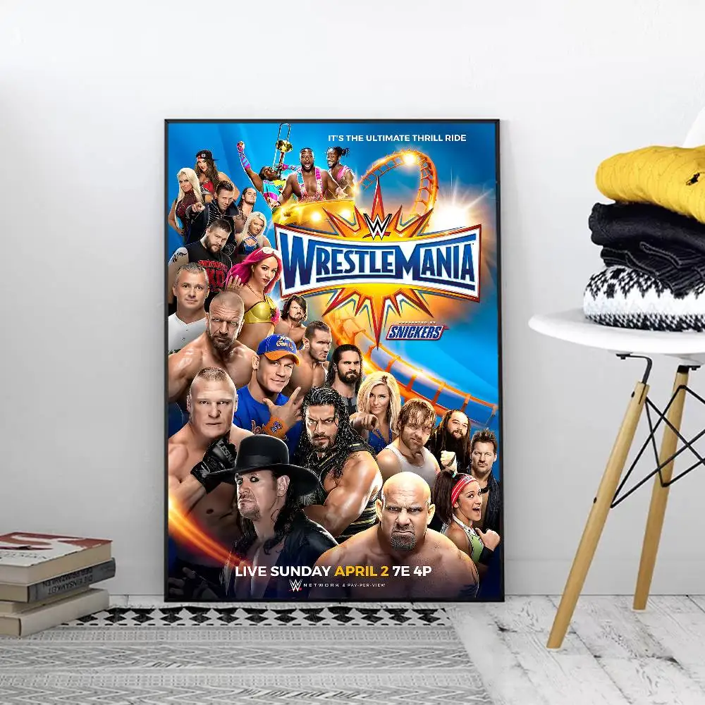 WWE WrestleMania Whitepaper ملصق يتوهم الجدار ملصق لغرفة المعيشة زخارف للحانات ملصقات جدار الفن