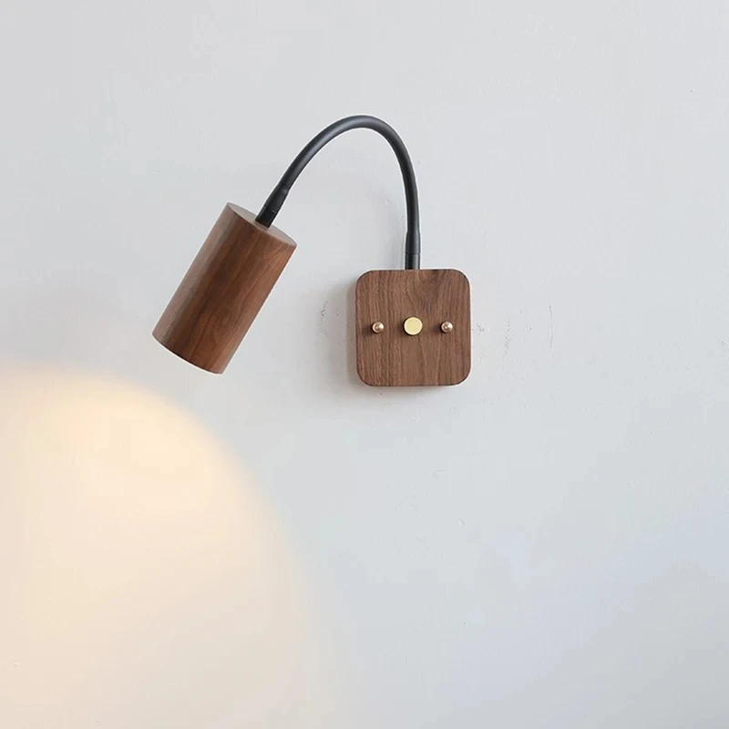 

CX244FO Walnut wood wall lamp with switch bedside bedroom lamp nordic indoor lighting wall light for home decor can rotate light