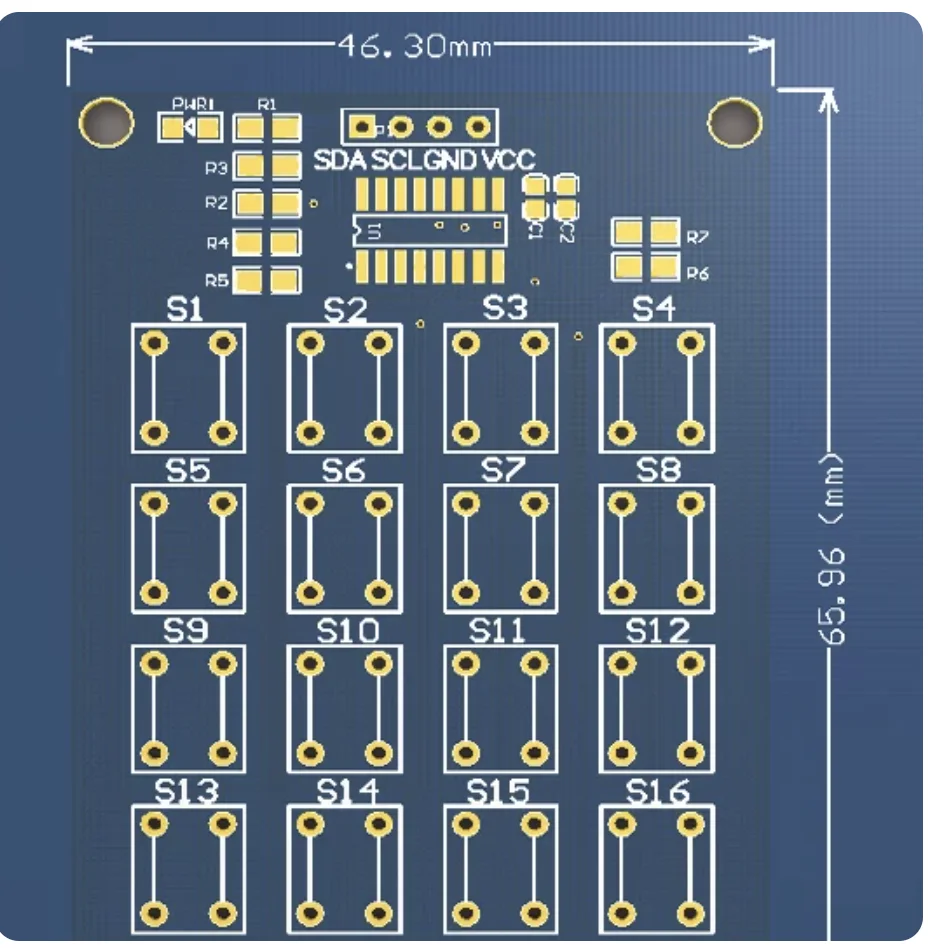 IIC matrix keyboard, serial matrix key 16 keys, 4*4 surface-mounted keys, control keyboard, two-wire interface