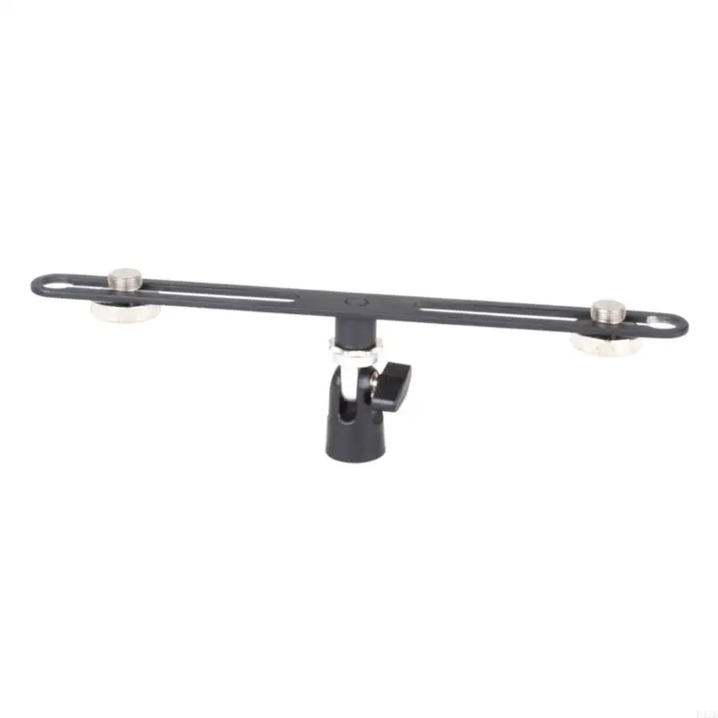 F42D Microphone Mount Holds 2 Mics with 5/8Inch Thread Double Head Microphone Stand Rods Stereo Rods Brackets