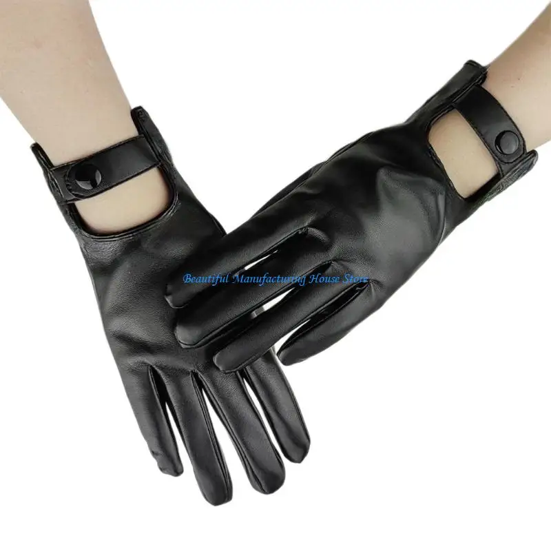 

E56A Full Finger Punk Gloves Durable PU Leather For Motorcycle Outdoor Halloween Activity
