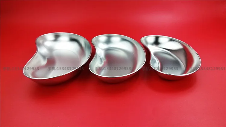 Medical 304 stainless steel kidney type tray sterilizing use dish surgical/plastic curved dish L/M/S size a set