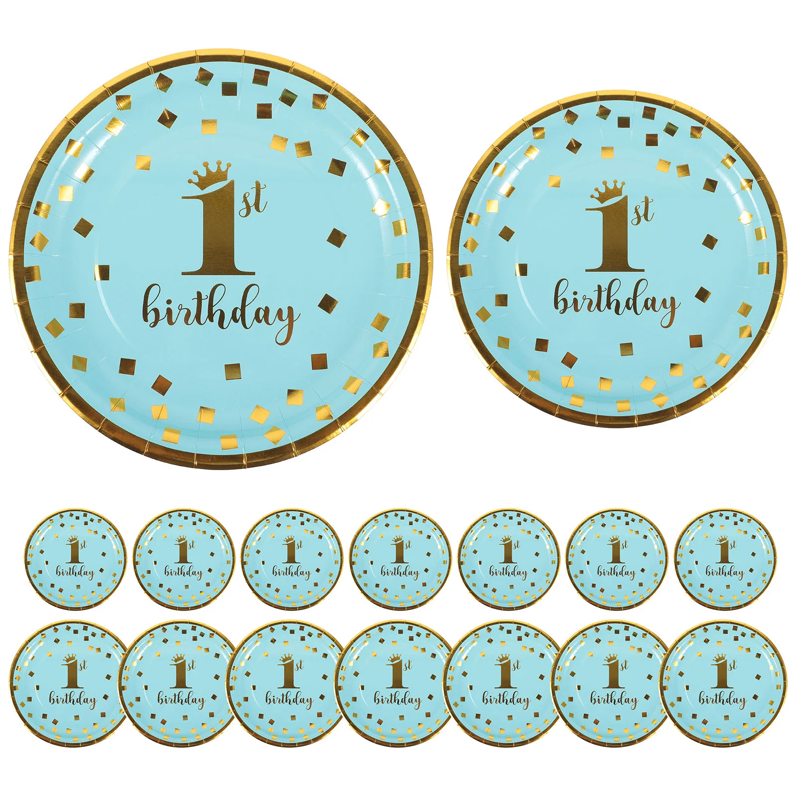 

16pcs First Birthday Party Plates Baby Girls Boys 1st Birthday Party Disposable Paper Plates first birthday favors