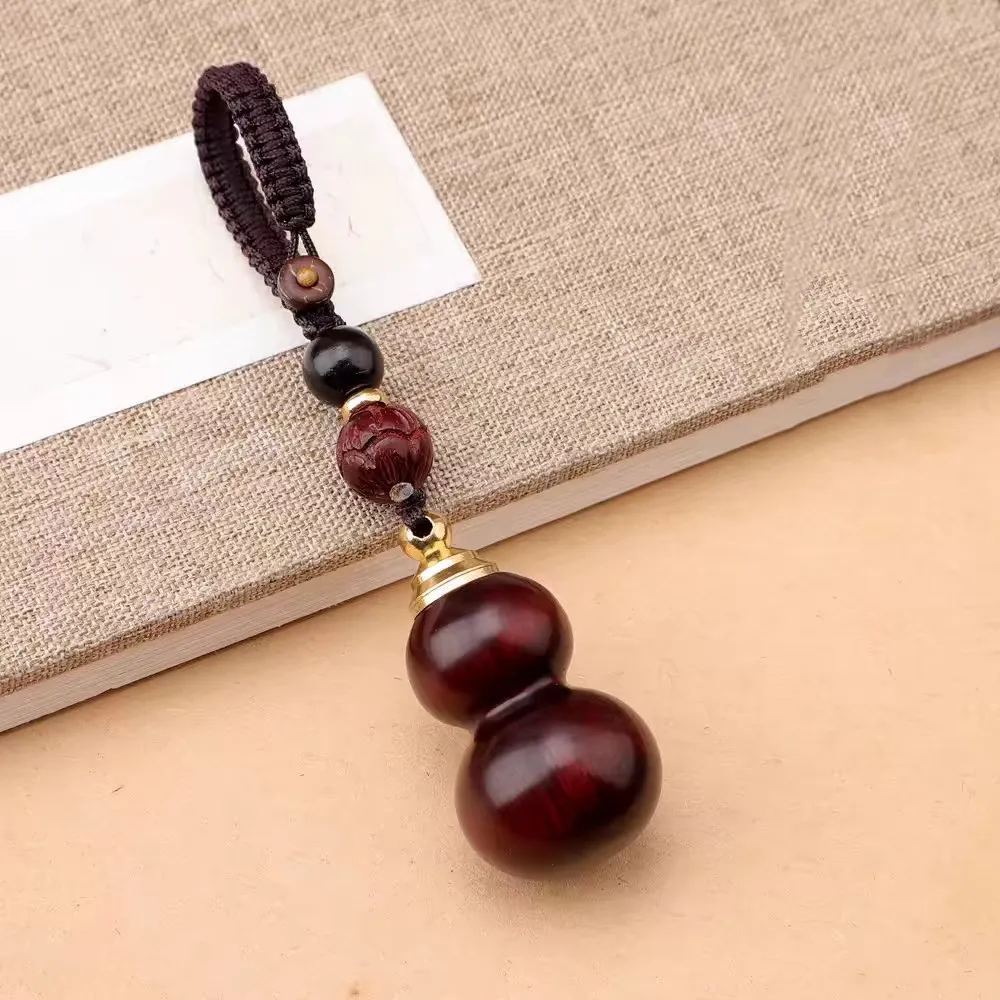 Natural Black Rosewood Bamboo Section Gourd Keychain Car Key Ring Creative Pendant for Men and Women Gifts