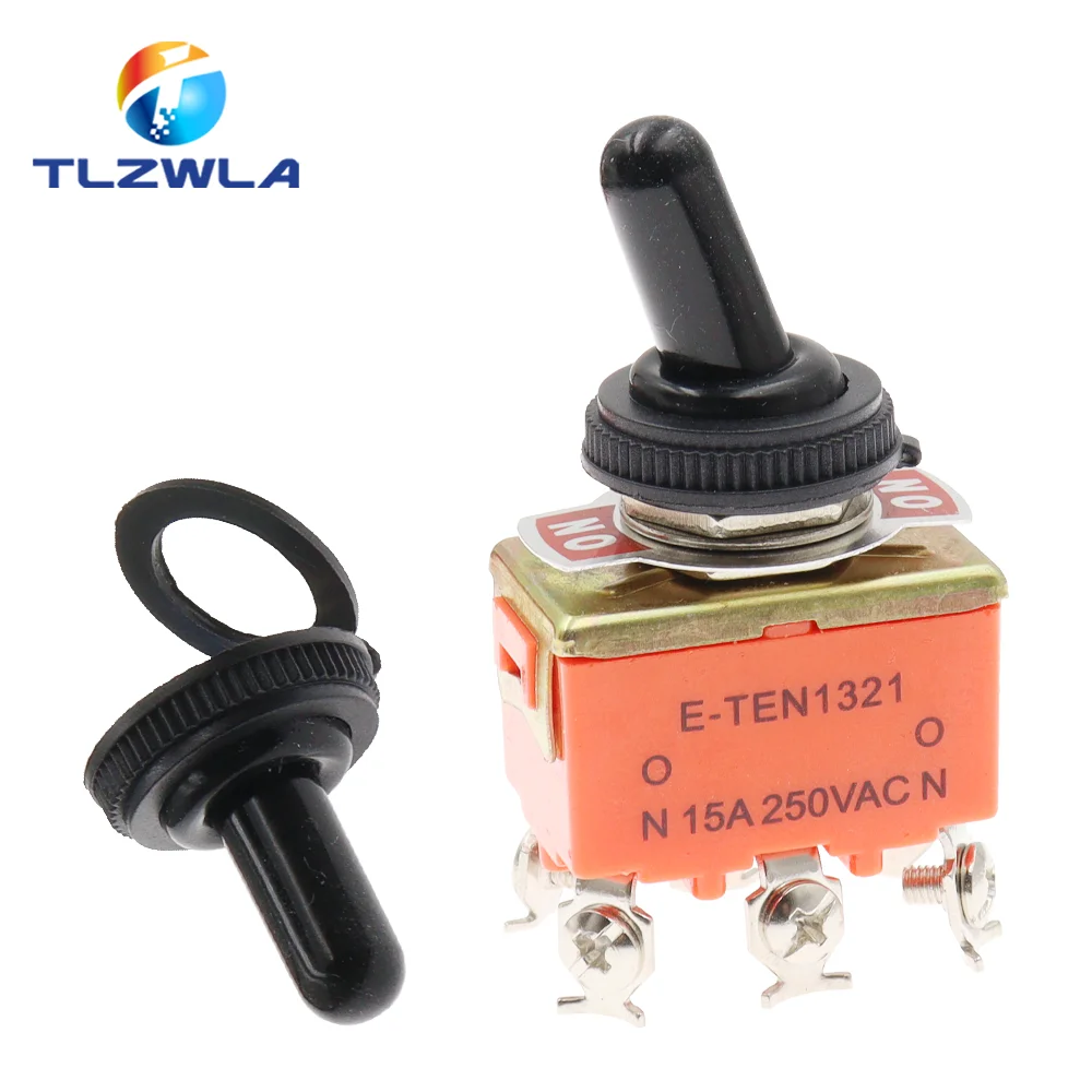 1PCS E-TEN1321 Toggle Switch 6Pin ON-ON Power Switch 15A 250V Rocker Head Switch 12MM