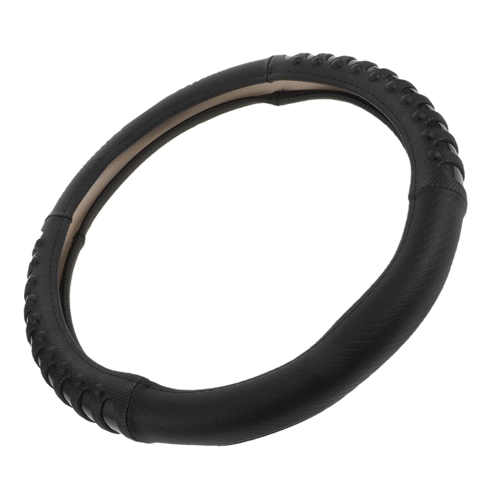 

Carbon Fiber Texture Car Steering Wheel Cover Universal Fit All Seasons Massage Design Black Accessories
