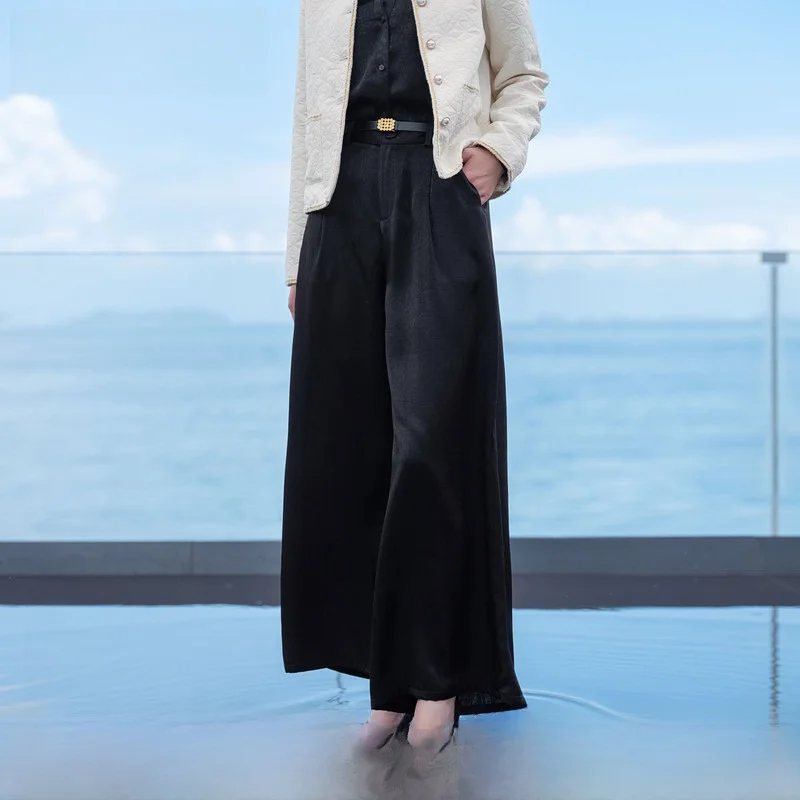 

Bla Floral Embroidery Wide Leg Pants Women's Autumn Winter New Sle Versatile Long Trousers Retro Commute Sle Polyester ...