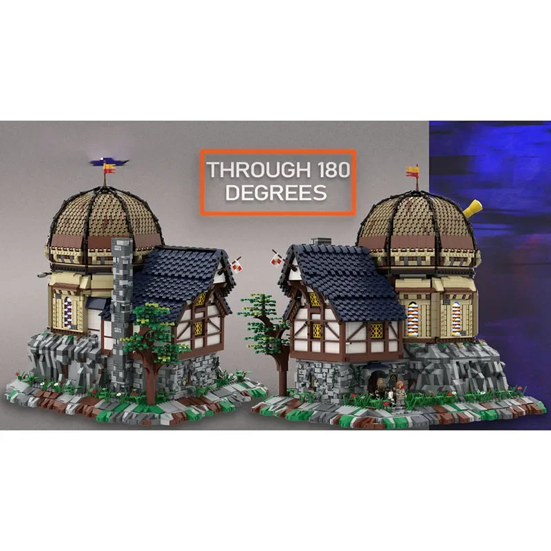 New MOC building block model boutique medieval observatory observation station children's toy gift DIY assembly set