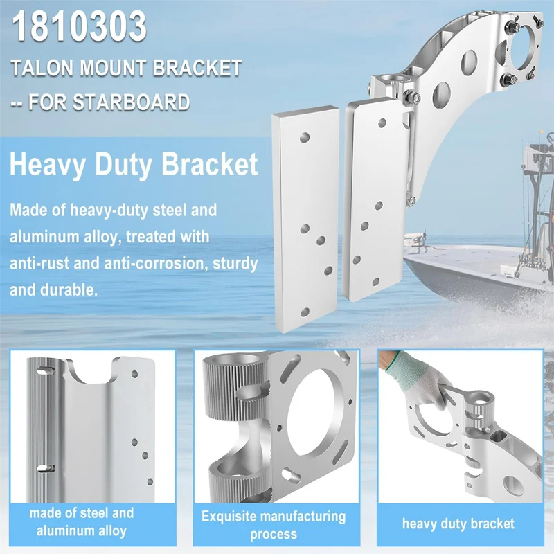 Reemplazo para Minn Kota 1810303 Talon, adaptador de sándwich, soporte de montaje de placa Jack resistente, soportes de montaje para estribor