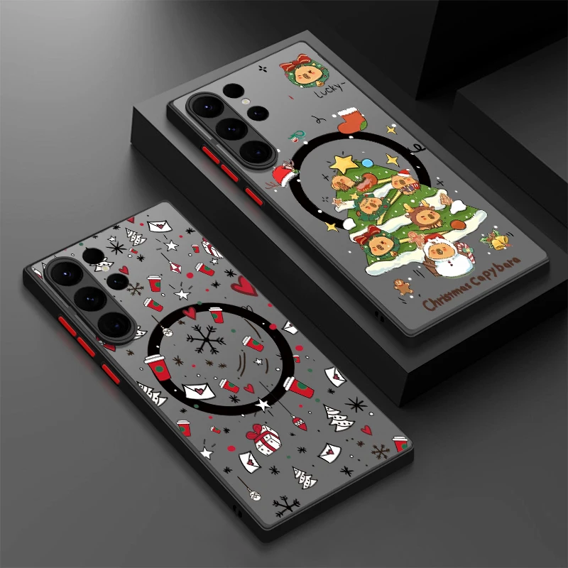 Casing Ponsel Pohon Natal Untuk Samsung Galaxy S25 Edge S24 Plus S23 S22 Ultra S24 S23 FE A56 A36 A26 A16 A55 A15 Penutup Magnetik