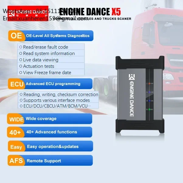 Engine DanceX5 Heavy Truck Scanner Diagnosis Tools Ecu Tuning ECU Programming Tools for Truck and Commercial Vehicles