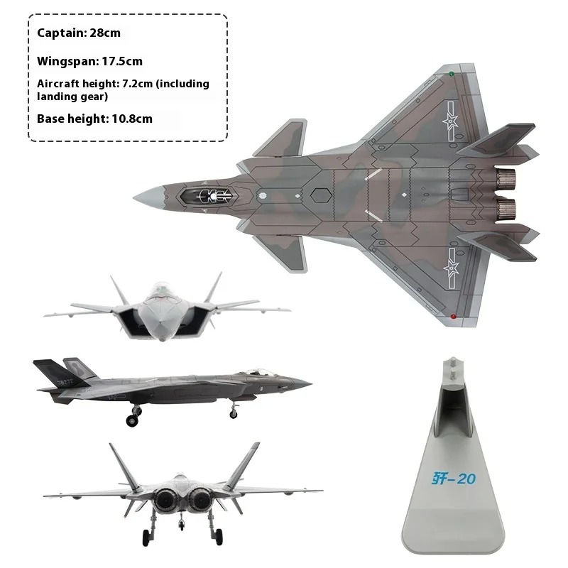 Terbo 1:72 J-20 Fighter Jet J20 Aircraft Model Military Peripheral Simulation Alloy Model Ornament Gift For Boys