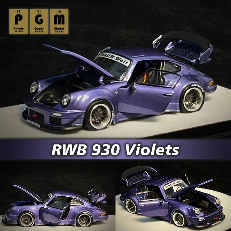 

Предпродажа PGM 1:64 RWB 930 фиалки GT Wing с полной открытой дверью, литая под давлением диорама, коллекция моделей автомобилей, миниатюрные игрушки