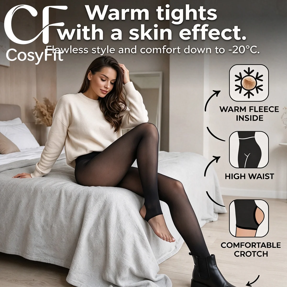 Plus Size Women's Fleece Warm Winter Tights Leggings Thick Fleece Panty Fake Translucent Pantyhose Thermal Stockings Woman